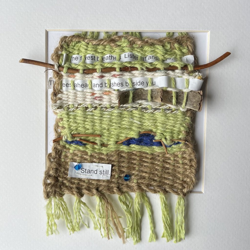 weaving art piece, artist response to a poem